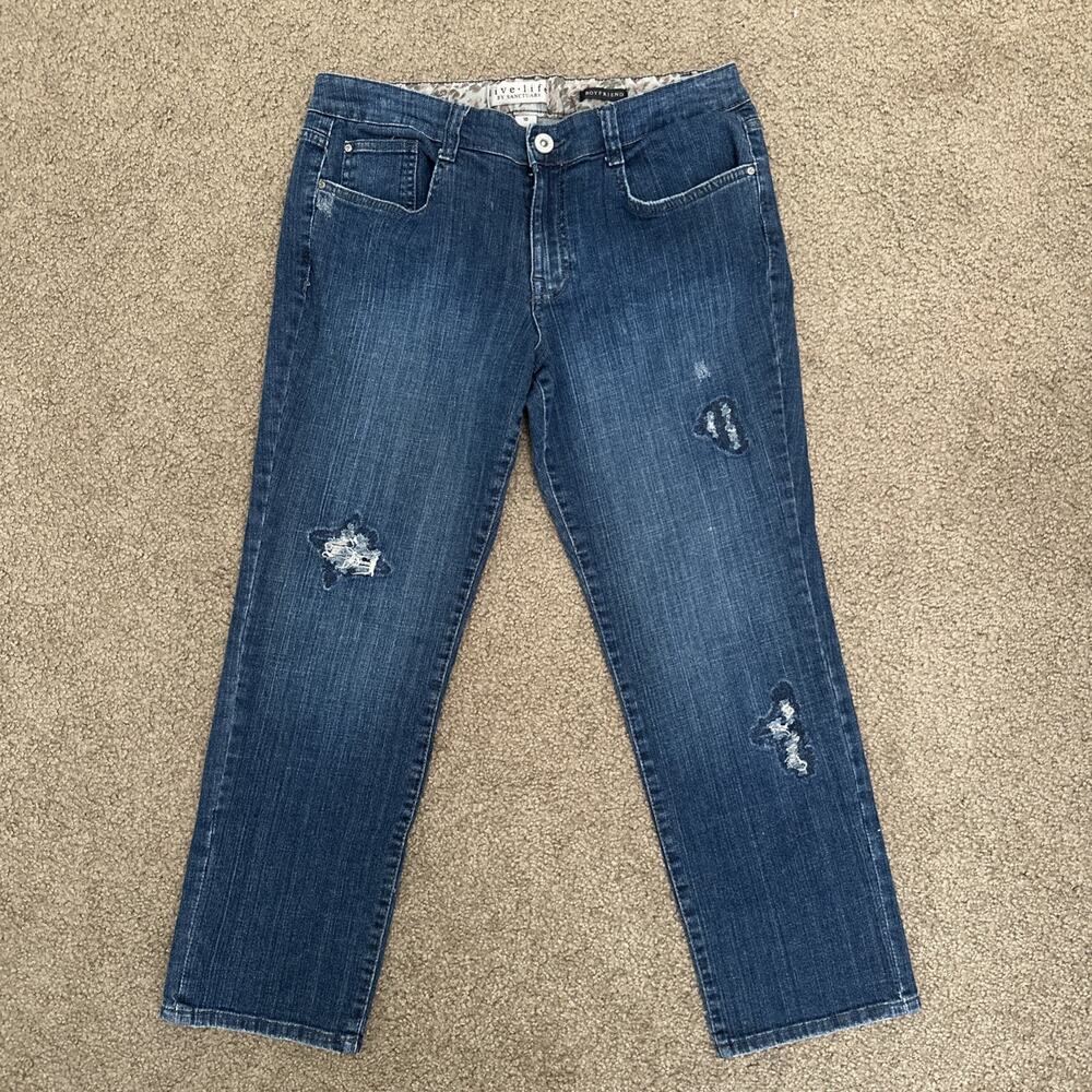 Live Life by Sanctuary Slouchy Boyfriend Distressed Jeans Denim SZ 10